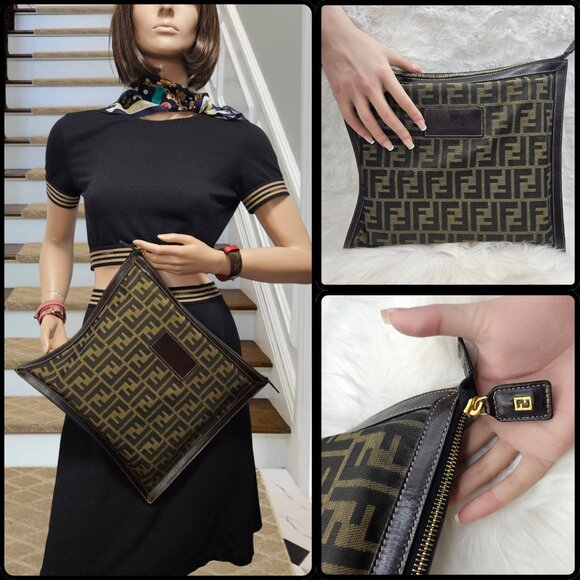 FENDI Zucca Pattern FF Clutch - Picture 3 of 17